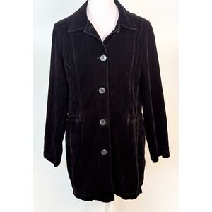 J.Jill Black Velvet Blazer Jacket Petite SP Button Front Collared Riding Coat